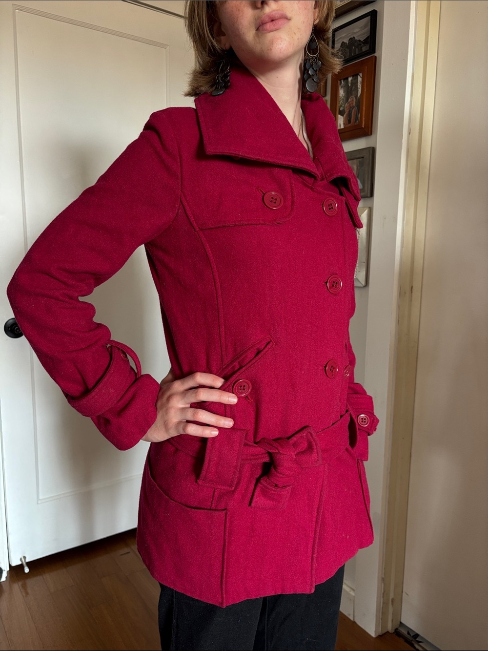 CoffeeShop Women's Burgundy Trench Coat